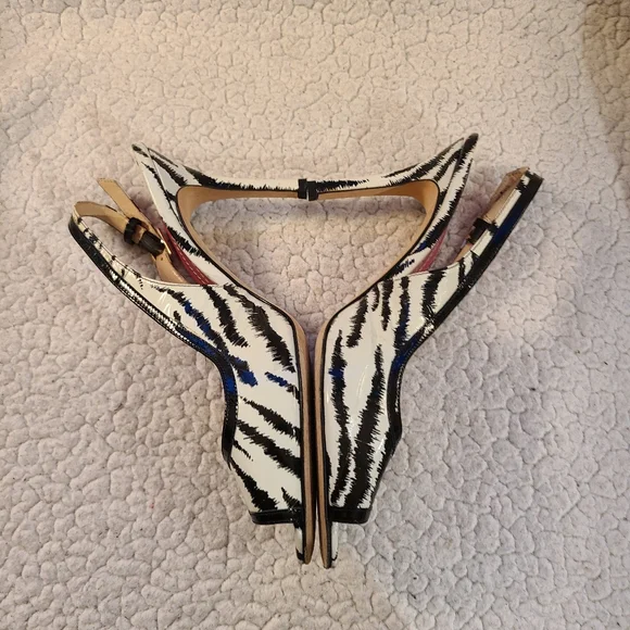 Kate Spade zebra print open-toe slingback heels - Picture 7 of 10